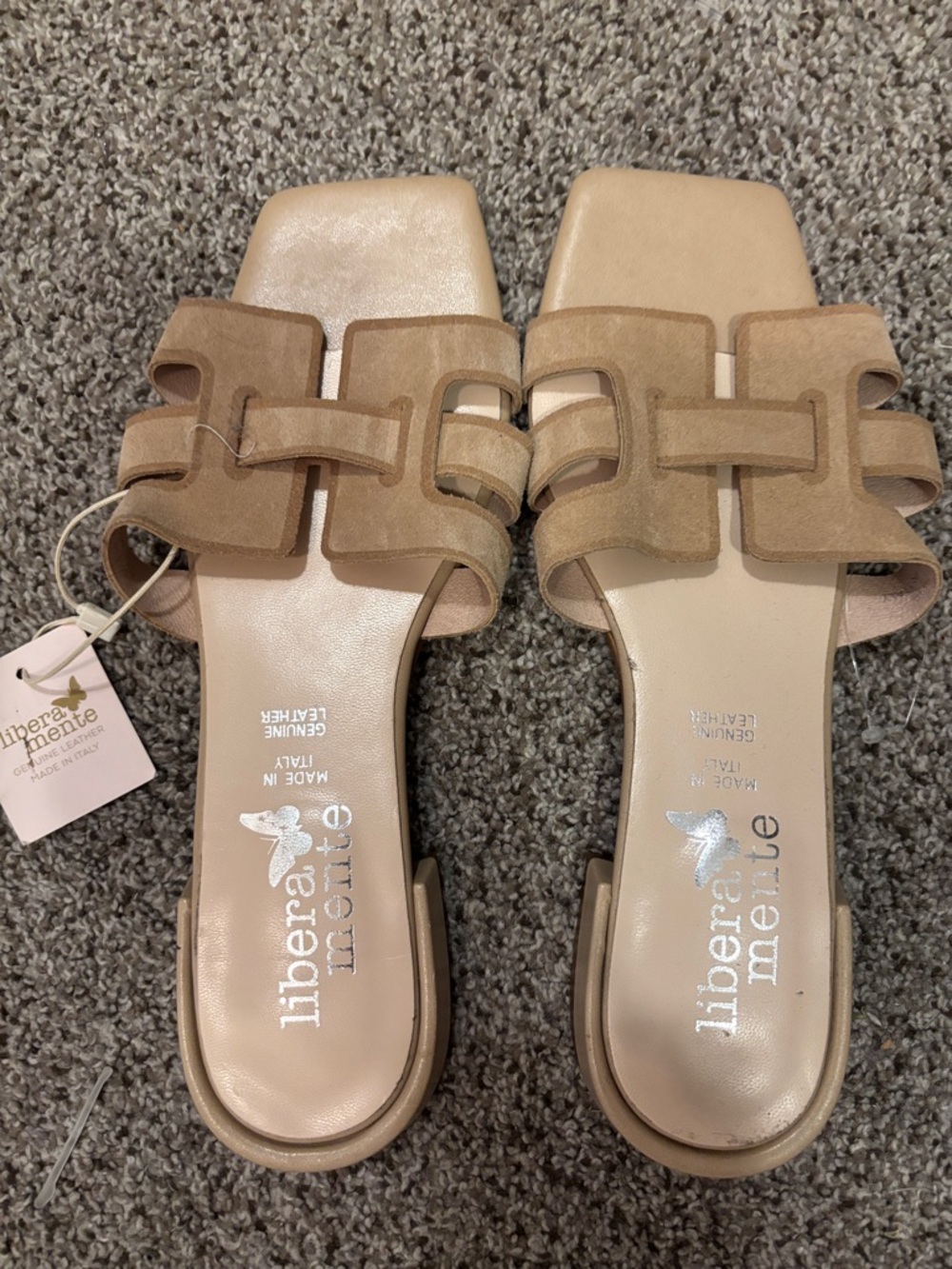 Tan Suede Slide Mules